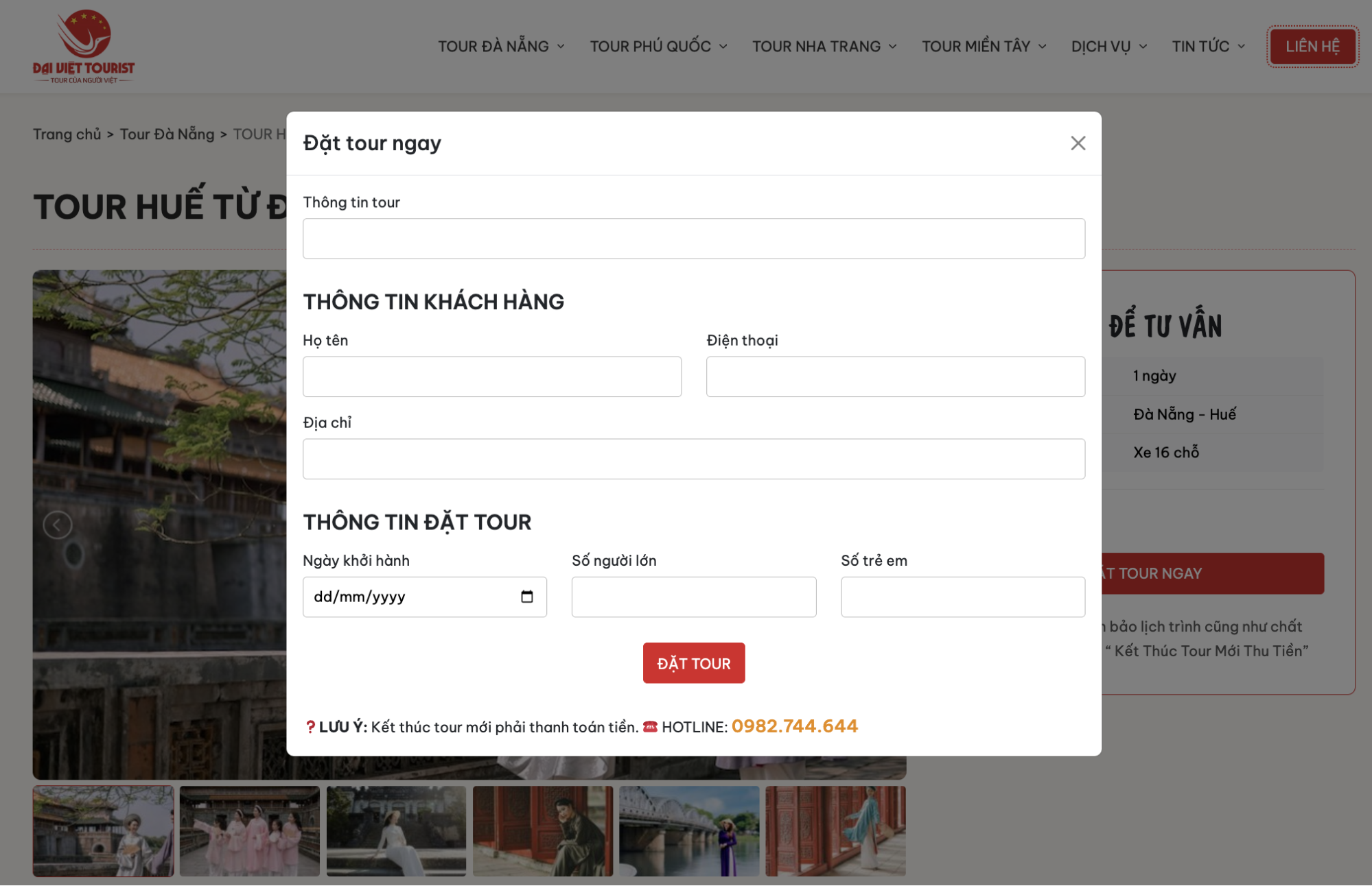 Du khách có thể truy cập website để đăng ký tour online dễ dàng không cần đặt cọc